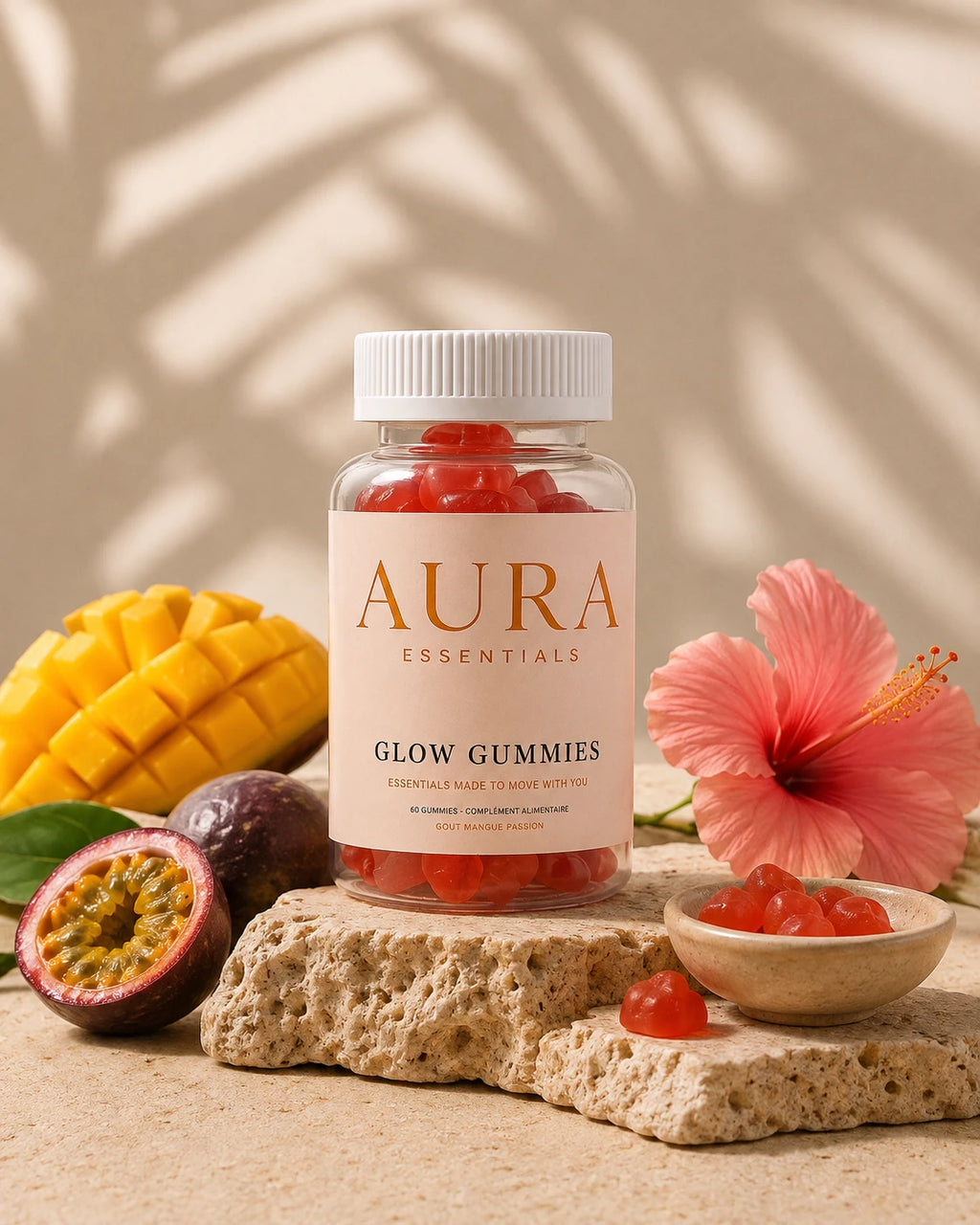 Glow Gummies entre mangue, fruit de la passion et hibiscus